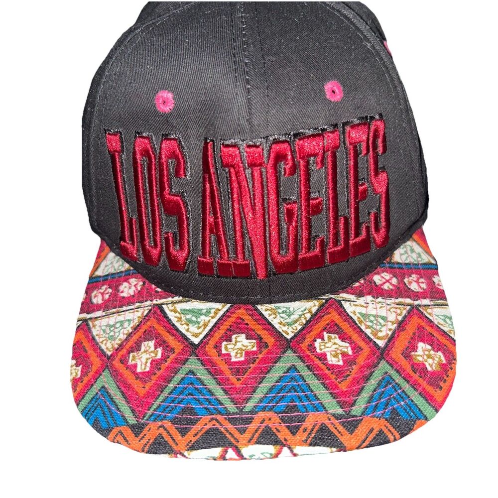 Headlines LA Los Angeles Snapback Hat Aztec Geometric Print Flat Brim Cap Cotton